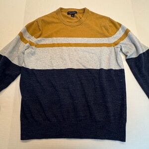 Banana Republic Men's Colorblock Crewneck Sweater - Mustard, Light Gray & Navy